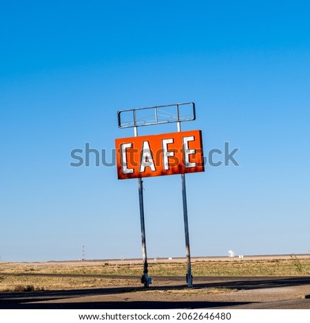 Vintage road sign for a Cafe along Route 66 
