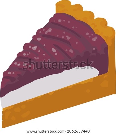 Illustration: A slice of Purple Sweet Potato Tart.Isometric colorful illustration.Clip art of food.
