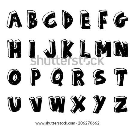 Hand drawn alphabet. vector