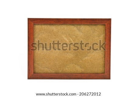Old wooden photo frame on white background