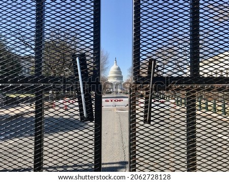 US Congress. Closed parliament. The center of American politics, beyond the high fences and bollards.