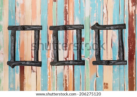 black wooden frame on vintage grunge wooden wall 