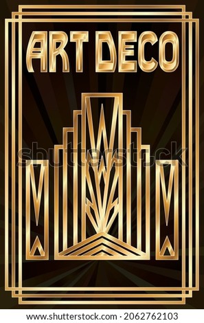 VIP golden card in style art deco, vector illustration