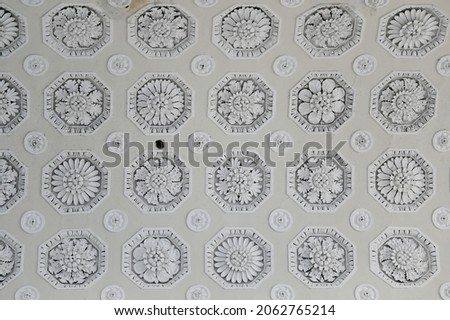 Lithuania, Vilnius city cathedral ceiling decoration with bas-reliefs of plant motifs