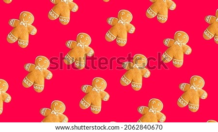 gingerbread christmas cookie sweet dessert new year homemade cinnamon, vanilla, ginger pastries biscuit food background copy space pattern