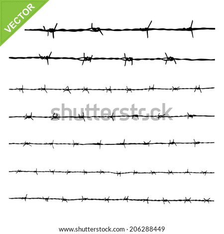 Barbed wire silhouettes vector  Royalty-Free Stock Photo #206288449