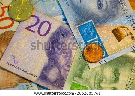 Swedish krona, the currency of Sweden (SEK) Royalty-Free Stock Photo #2062885961