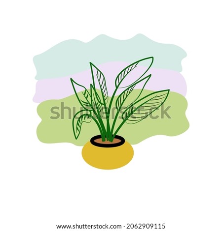 Flower and leave ,full color of natur, leave patterns, design,the background image is pastel colors.