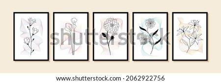 Wavy line art with flower vector illustration. wallpaper background. Poster Flower design