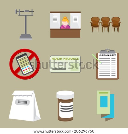 An image of doctor office icons.