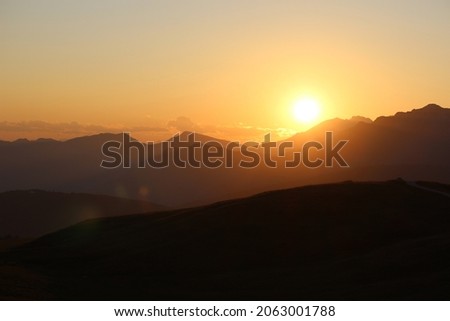 The sunset on the alps