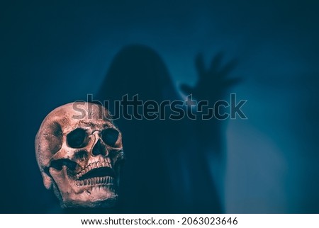 Scary grunge skull wallpaper. Halloween background.