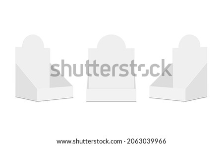 Set of Cardboard Display Boxes Mockups with Rounded Top, Isolated on White Background. Vector Illustration Royalty-Free Stock Photo #2063039966
