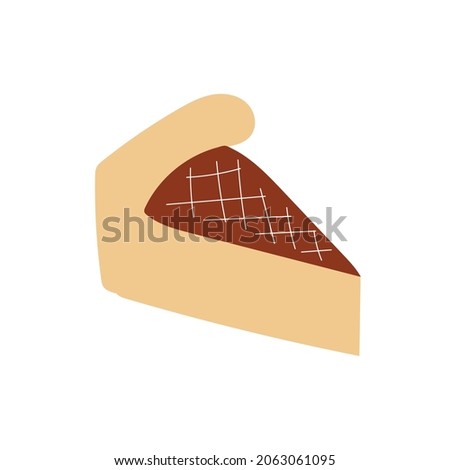 Piece of cake. Hand drawn icon on white background. Cartoon drawing of autumn cake
