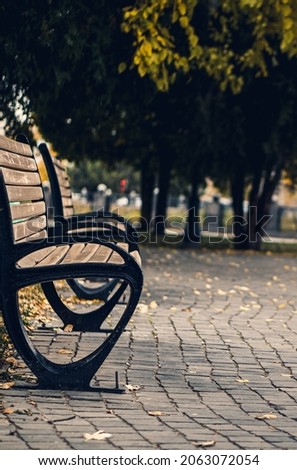empty cities autumn park with  bench 