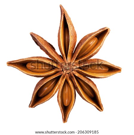 Anise star isolated on a white background. Clipping Path Royalty-Free Stock Photo #206309185