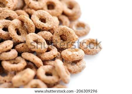Cereal rings on white background