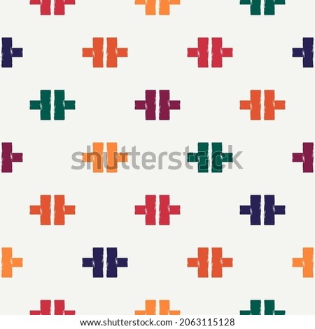 Paint brush strokes seamless pattern. Freehand design background. Crosses motif modern minimal ornament. Trendy handdrawn doodle geometric print. Artistic hand drawn abstract vector wallpaper