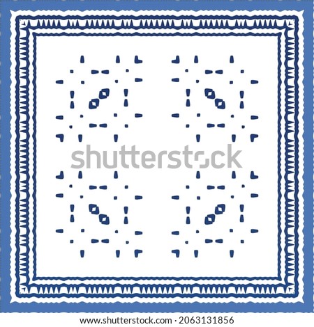 Portuguese vintage azulejo tiles. Vector seamless pattern theme. Hand drawn design. Blue antique background for pillows, print, wallpaper, web backdrop, towels, surface texture.