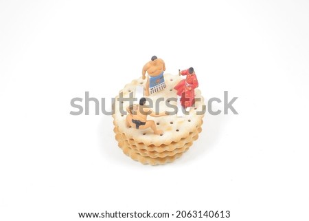 a figure of Sumo wrestler on biscuits
