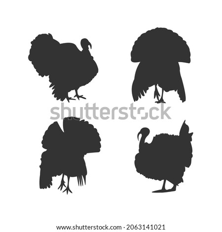 turkey various models silhouette vector design