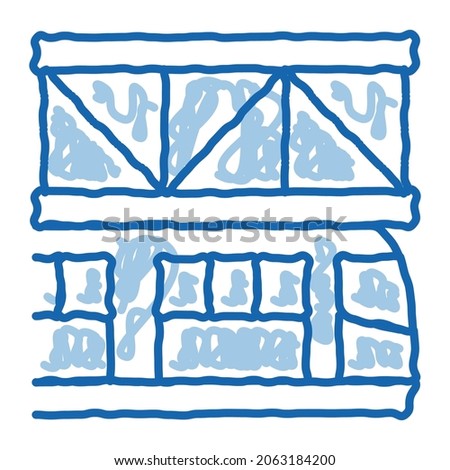 Public Transport Suspention Railway sketch icon vector. Hand drawn blue doodle line art isolated symbol illustration