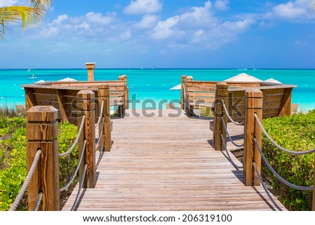 Beautiful tropical landscape on Providenciales Island in the Turks and Caicos, Caribbean Royalty-Free Stock Photo #206319100