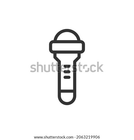 Thin line icon of flashlight. Vector outline sign for UI, web and app. Concept design of flashlight icon. Isolated on a white background.