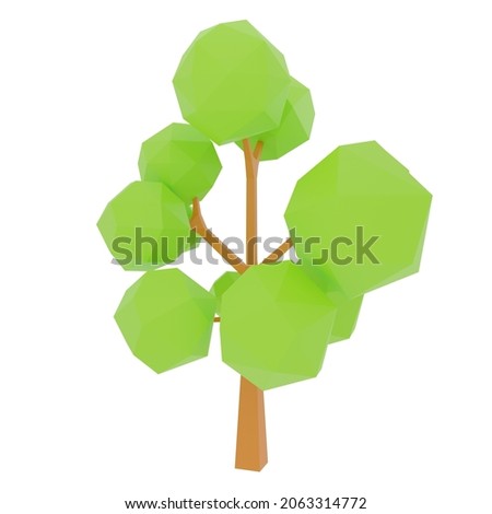 Tree low poly 3d rendering isolated on white background , illustration picture 