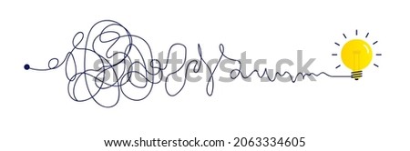Complex way from start to idea hand draw style-concept illustration. Business solutions idea searching. Chaos simplifying, problem solving. 10 eps Royalty-Free Stock Photo #2063334605