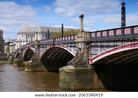 Lambeth Bridge in London UK. River Thames.