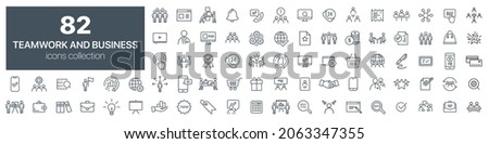 Teamwork and business line icons collection. Vector illustration eps10 Royalty-Free Stock Photo #2063347355