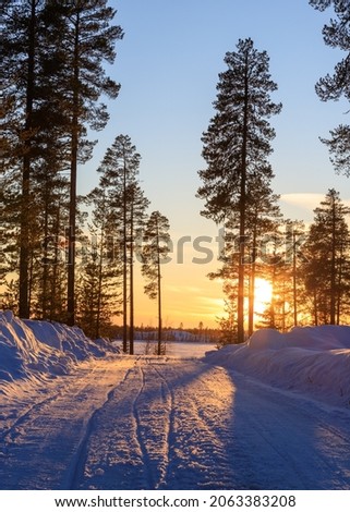 a winter sunset in Sweden