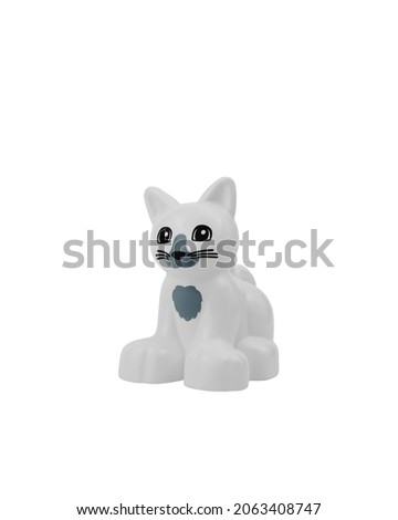 White plastic cat toy isolated on white background.