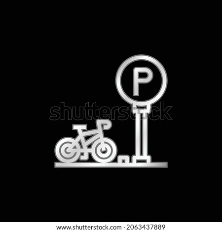 Bike Parking silver plated metallic icon
