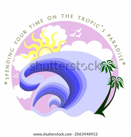 colorful beach holiday vector logo image

