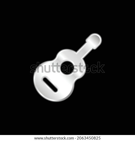 Acoustic Guitar silver plated metallic icon