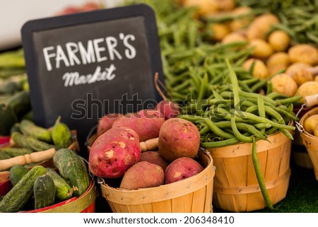 Fresh organic produce on sale at the local farmers market.
