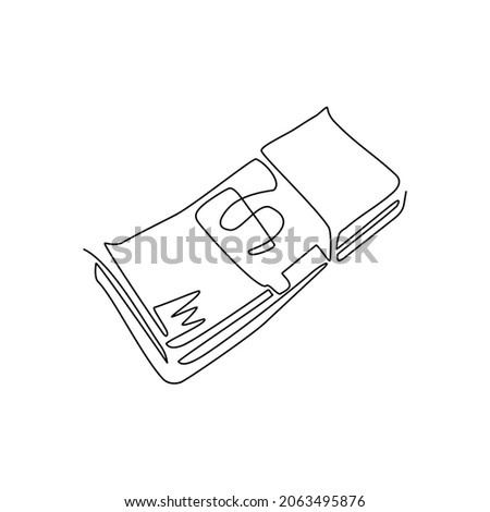 Single continuous line drawing money banknotes flat. Packing in bundles bank notes. Dollar in bundles, currency sign pack. Hundreds dollars cash, green paper bills. One line draw graphic design vector