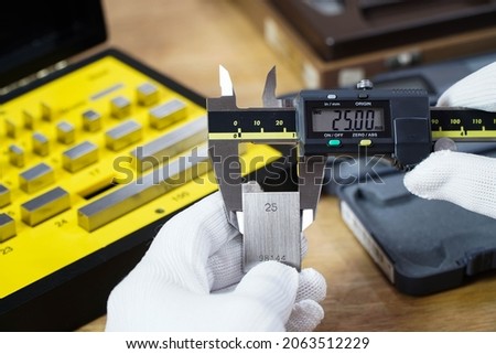 Vernier caliper and scale. Measuring tool and equipment,Gauge Blocks Precision Metric Royalty-Free Stock Photo #2063512229