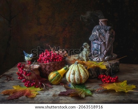 Autumn fabulous picture with pumpkin