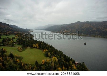 The view from Cape Horn near Washougal, Washington if breathtaking, especially in Autumn, when the hills are speckled with gold.  A storm is approaching from the east in this picture.