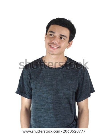    young Asian man smiling cheerfully