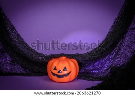 Funny Halloween characters on purple background