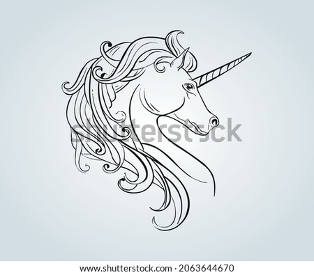 abstract drawing of fantasy unicorn for illustration