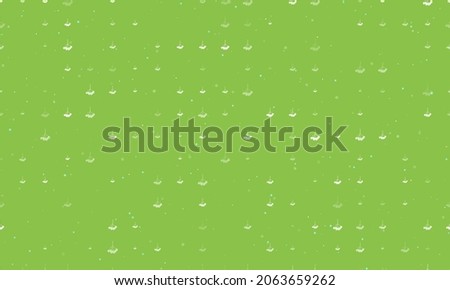 Seamless background pattern of evenly spaced white rowan berrys of different sizes and opacity. Vector illustration on light green background with stars