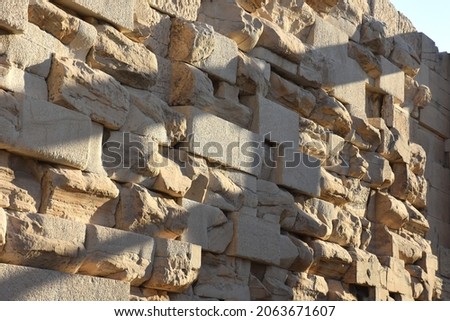 details of the construction of the columns of Acropolis in Athens in Greece