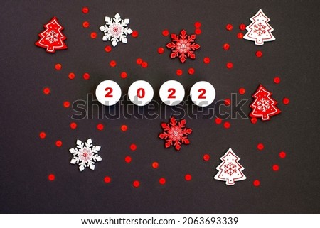 New year 2022 concept on black background christmas design