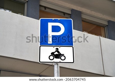 Traffic sign for parking for quad bikes. Reserved for quad bikes.                           