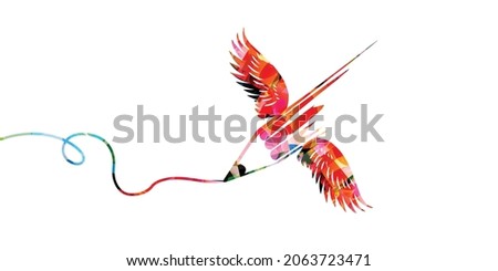Colorful pencil with wings vector illustration. Design for creative writing and creation, storytelling, blogging, education, book cover, article and website content writing, copywriting Royalty-Free Stock Photo #2063723471